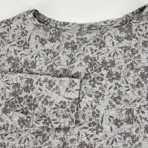 Haven Well Within Womens XL Organic Cotton Floral Boat Neck Long Sleeve Top Grey